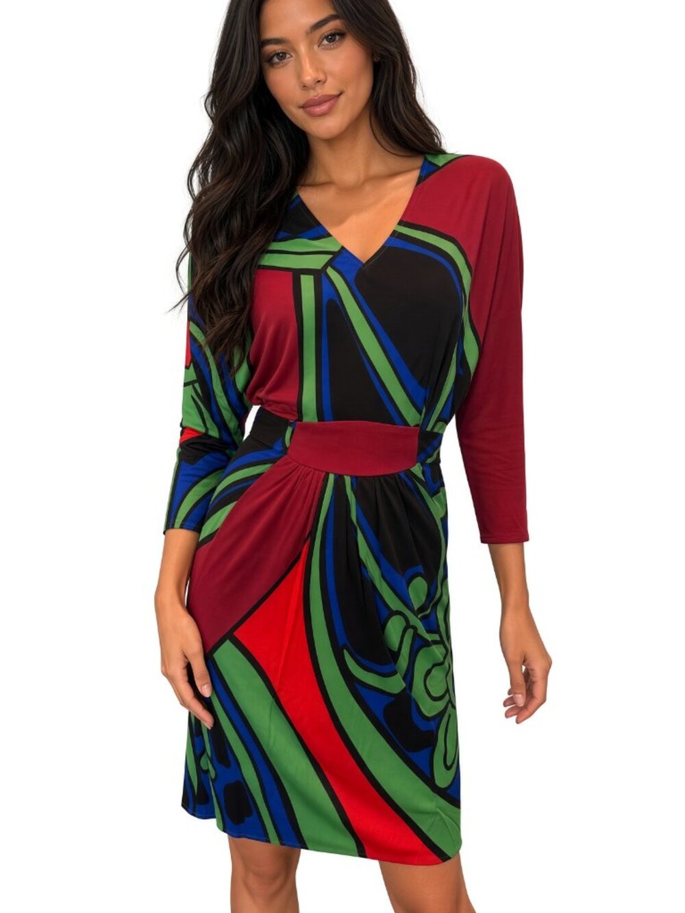 Issa London Printed Jersey Pocked Dress V Neck 3/4 Dolman Sleeves 1 DJVI 0909ST